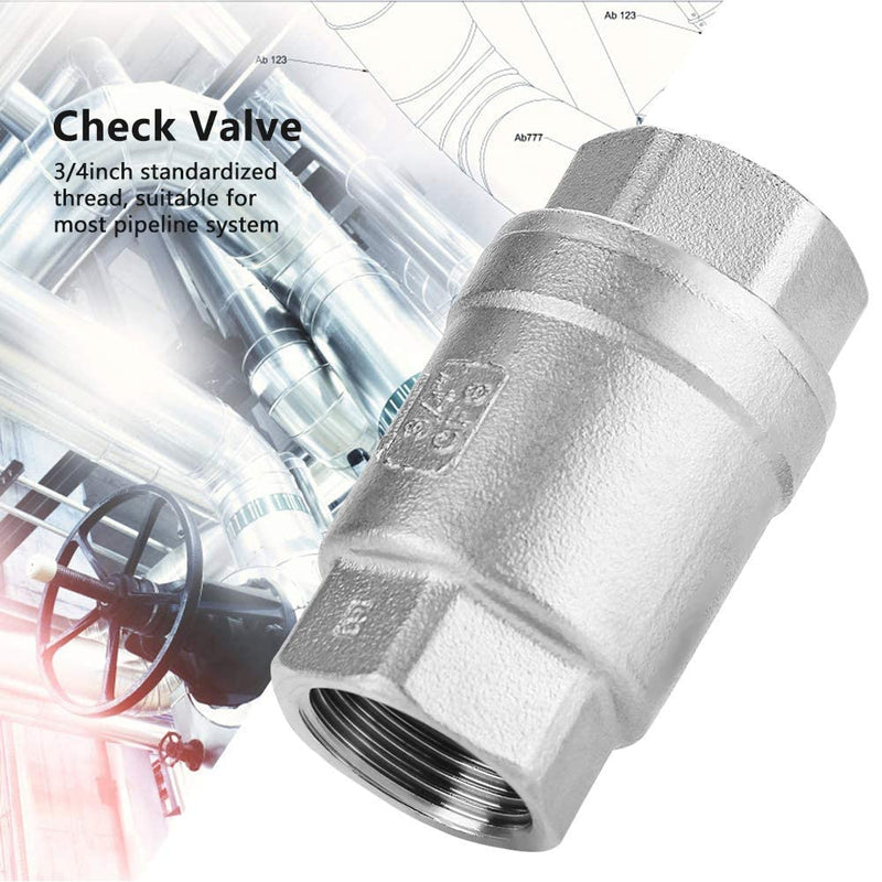 [Australia - AusPower] - 3/4" Female Thread In-line Spring Check Valve Stainless Steel Vertical Valve Non-return Valve WOG 1000 