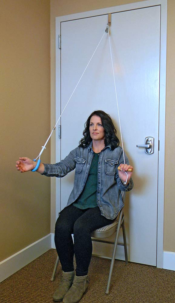 [Australia - AusPower] - RangeMaster PullEasy Shoulder Pulley with Patient Guide │Physical Therapy Shoulder Pulley │ Aids with Shoulder Surgery Recovery │ Grip-Free Hold │ Metal Bracket Door Attachment 