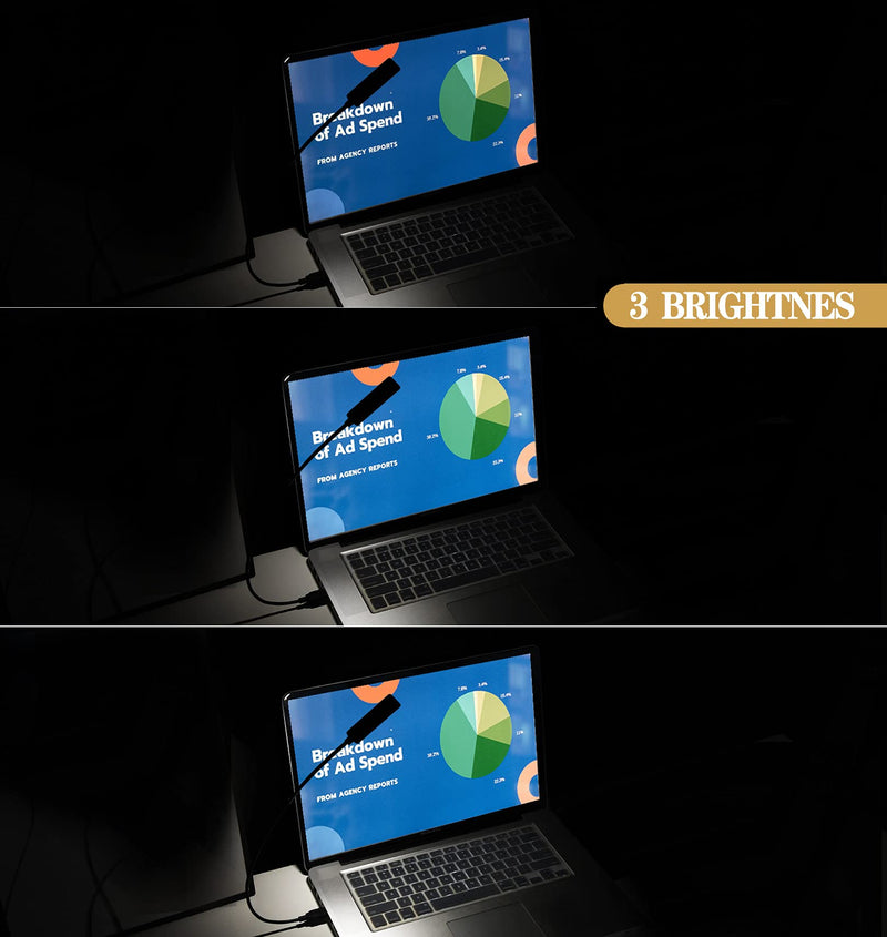 [Australia - AusPower] - USB Reading Light, Laptop Light,Keyboard Light for Computer Adjustable Gooseneck, 3 Color x 3 Brightness USB Lamp/1pc + 3pcs Mini LED Lights (1 + 3) 