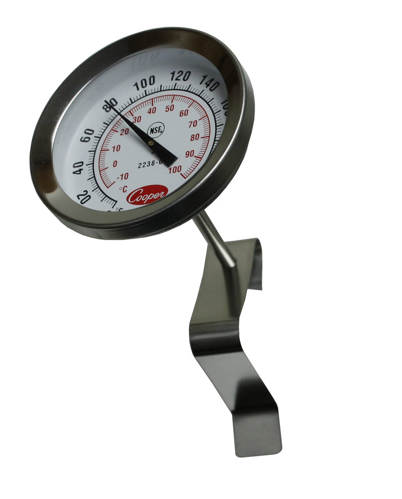 [Australia - AusPower] - Cooper-Atkins 2238-06-3 Stainless Steel Bi-Metal Stem Test Thermometer with Clip Glass Lens, NSF, 0 to 220 Degrees F Temperature Range 