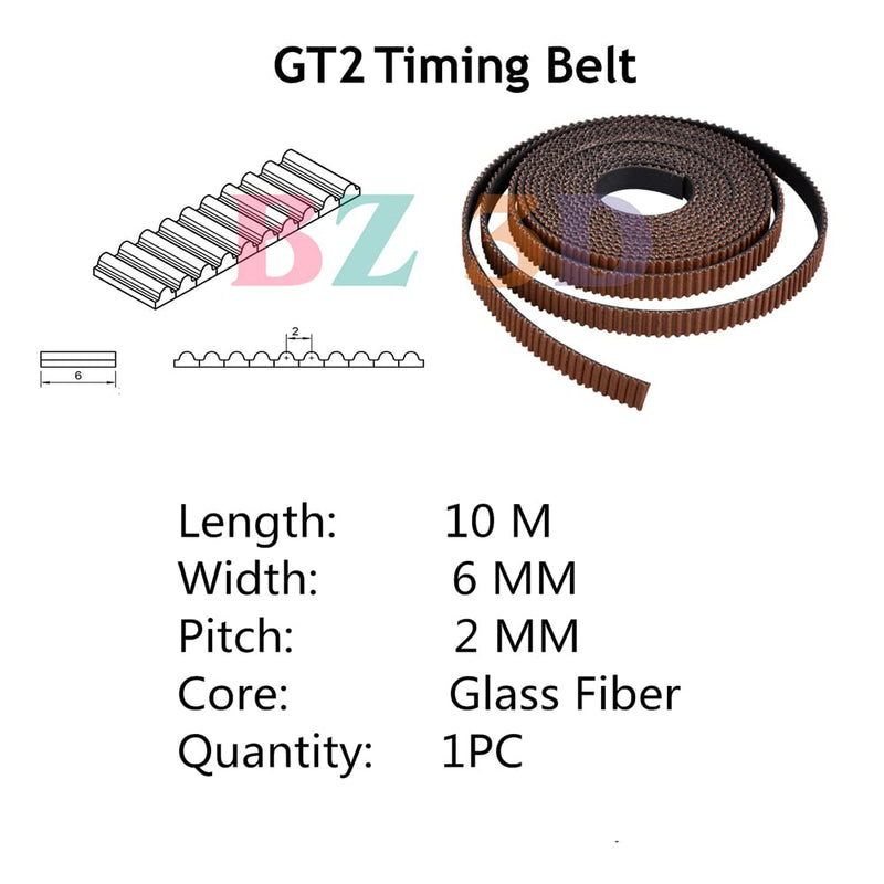 [Australia - AusPower] - BZ 3D GT2 Timing Belt 6mm Width Non-Slip Version,for Prusa i3, Ender 3, CR-10, Anet A8, i3 Mega 3D Printer ect (10M) 10M 