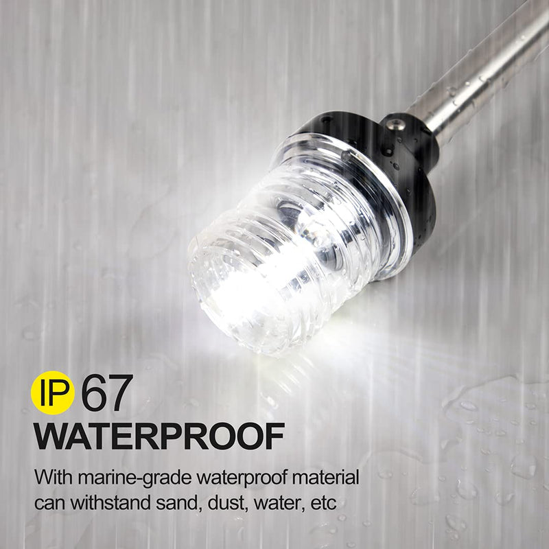 [Australia - AusPower] - Obcursco 12 Inches Led Anchor Navigation Lights, White Fold Down Boat Stern Light, 3 NM Visibility Marine All Round Lights for Pontoon and Fishing Boats 
