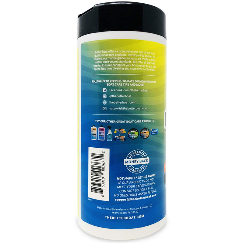[Australia - AusPower] - Boat Cleaner Wipes with UV Protection Boat Vinyl Cleaner and Protectant Car Leather Marine Boat Seat Cleaner Dashboard & Console Boat Cleaning Supplies Interior and Exterior Clean & Wash Products 40 Count 
