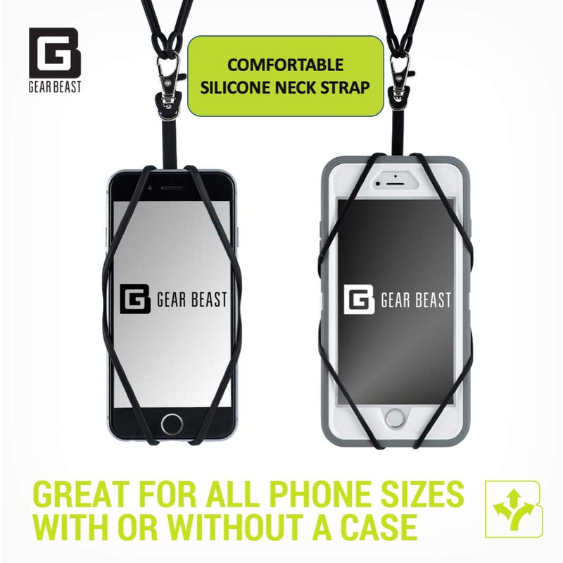 [Australia - AusPower] - Gear Beast Universal Cell Phone Lanyard Compatible with iPhone, Galaxy & Most Smartphones Includes Phone Case Holder with Card Pocket, Silicone Neck Strap 