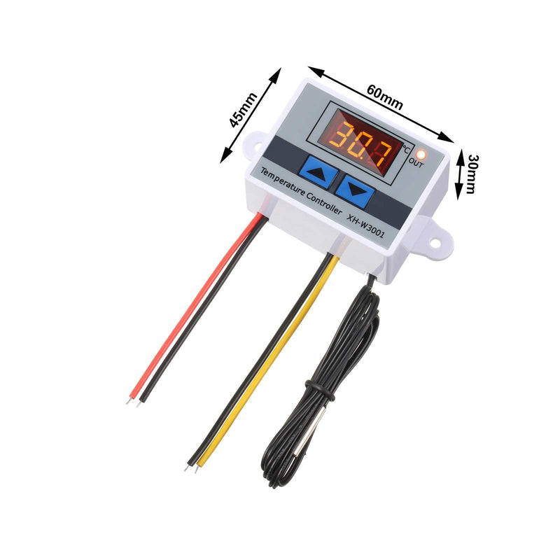 [Australia - AusPower] - XH-W3001 Digital LED Temperature Controller Module Digital Thermostat Switch with Waterproof Probe Programmable Heating Cooling Electronic Thermostat Range from -50℃ to 110℃ (12V 10A 120W) (2 Pieces) 2 