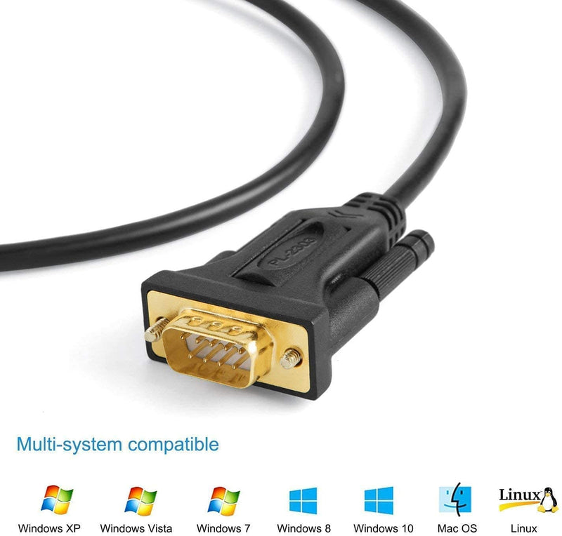 [Australia - AusPower] - Bundle – 2 Items: CableCreation 3.3FT USB to RS232 Serial Male Cable (Prolific PL2303 Chip) + 6.6FT USB to RS232 Female Adapter (FTDI Chip), for Windows 10, 8.1, 8,7, Vista, XP, Linux, Mac OS X 