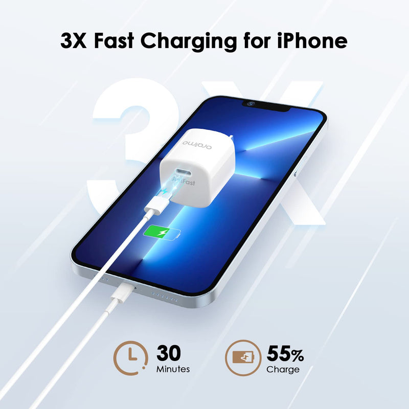 [Australia - AusPower] - Oraimo 20W USB C Charger Fast Charger iPhone USB-C Wall Charger Adapter Power Delivery Compatible for iPhone SE 2022/13/13 Mini/13 Pro/13 Pro Max/12 Pro Max, Pixel 4/3, Galaxy S20 S10 S9, iPad 