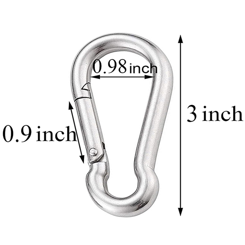 [Australia - AusPower] - 3 Inch Spring Snap Hook 304 Stainless Steel Quick Link Lock Fastner Hook for Boating and Heavy Duty Use, 265 lbs Maximum Capacity, 4 Pcs 3 Inch 