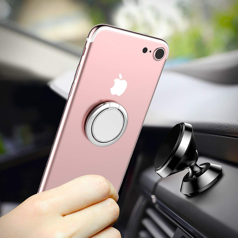 [Australia - AusPower] - Finger Ring Stand, ICEYA 360° Rotation Mirrior Phone Grip Kickstand for Magnetic Car Mount Compatible with for iPhone X 8 7/7 Plus,Samsung Galaxy S8/S7 etc.(Silver) Silver 