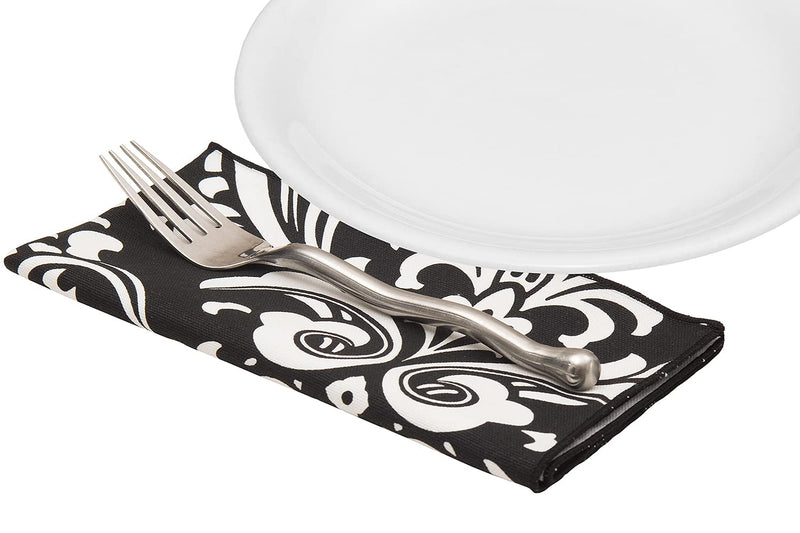 [Australia - AusPower] - 100% Cotton Linen Napkins Cloth Napkins 18" x 18" Dinner Napkins, Black and White Wedding Napkins, Damask Napkins, Table Decor, Set of 4 Table Napkins 