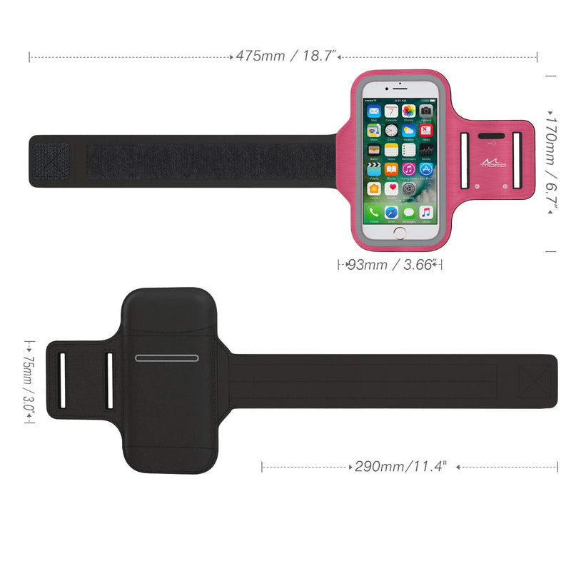 [Australia - AusPower] - MoKo Phone Armband, Water Resistant Running Cell Phone Armband with Key Holder Adjustable Band Compitable with iPhone 11 Pro, X, Xs, 8, 7, 6, 6s, 5s, 5c, SE, 5, 4S,4 for Walking Fitness, Magenta L- 5.8in 