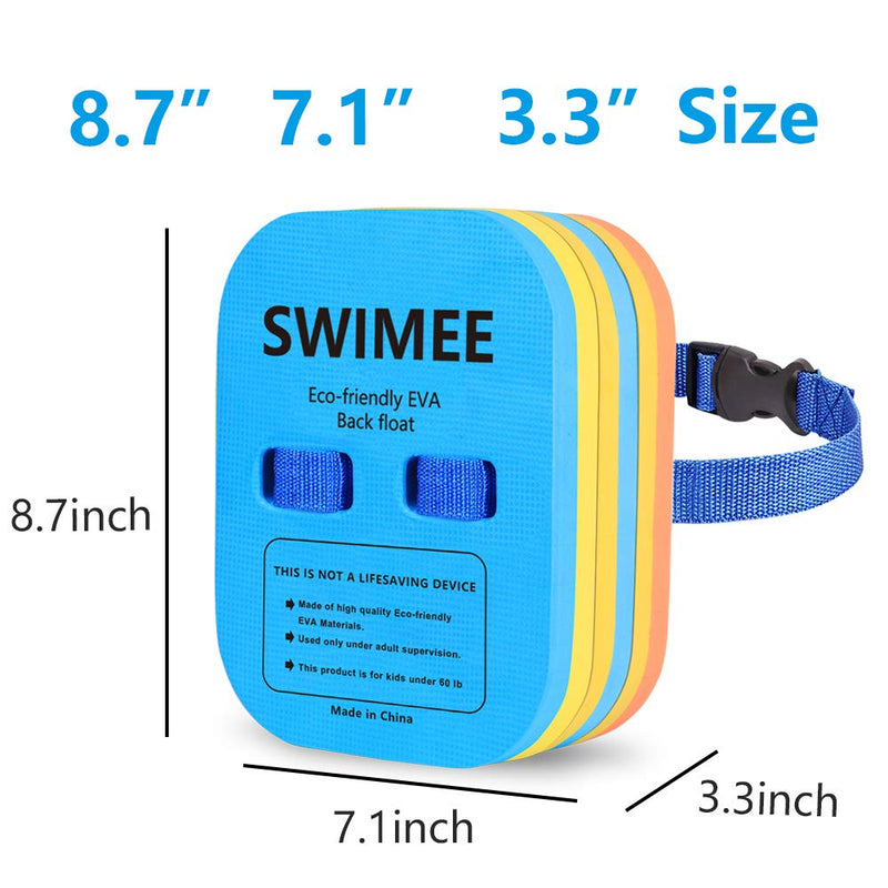 [Australia - AusPower] - Back Float Safety Swimming Bubble with Adjustable 3 Layers Swim Belts Waterproof Floaties Device for Kids Swimming Floats Secure Clip Buckle Swim Floaties for Swimming Beginners Sport Pool Lesson 