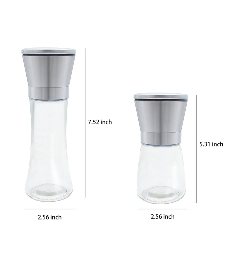 [Australia - AusPower] - Premium stainless steel salt and pepper grinder set of 2 - Refillable salt and pepper mixer, adjustable sea salt grinder 