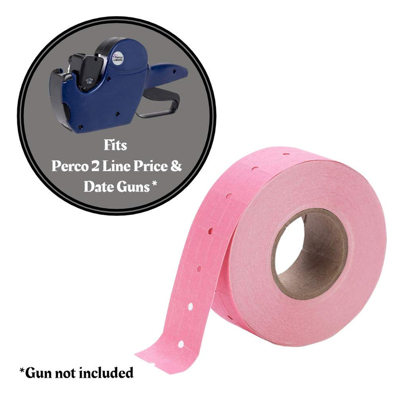 [Australia - AusPower] - Perco 2 Line Pink Labels - 1 Sleeve, 6,000 Blank Pricing Labels for Perco 2 Line Price and Date Guns 