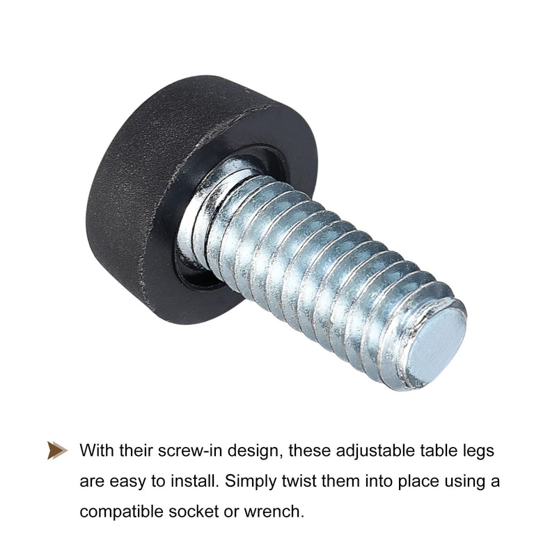 [Australia - AusPower] - uxcell Adjustable Furniture Feet, 12Pcs 5/16"-18 UNC Thread - Furniture Leveling Leg Screw in Threaded for Table, Chairs, Sofa, Wardrobe (Black) 12 