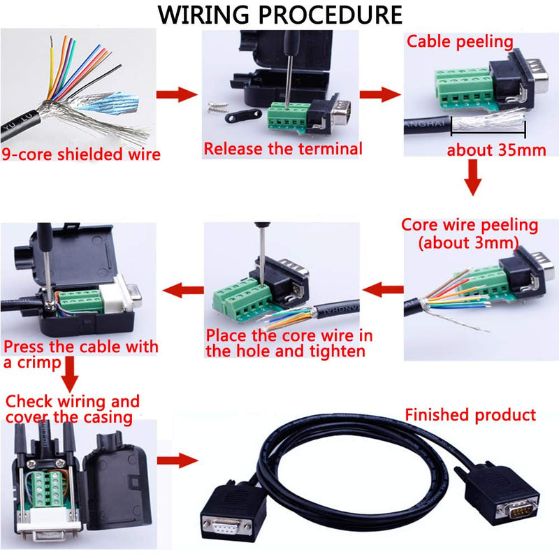 [Australia - AusPower] - Anmbest 2PCS DB9 Solderless RS232 D-SUB Serial to 9-pin Port Terminal Male Adapter Connector Breakout Board with Case Long Bolts Tail Pipe (2PCS Male) 2PCS Male 