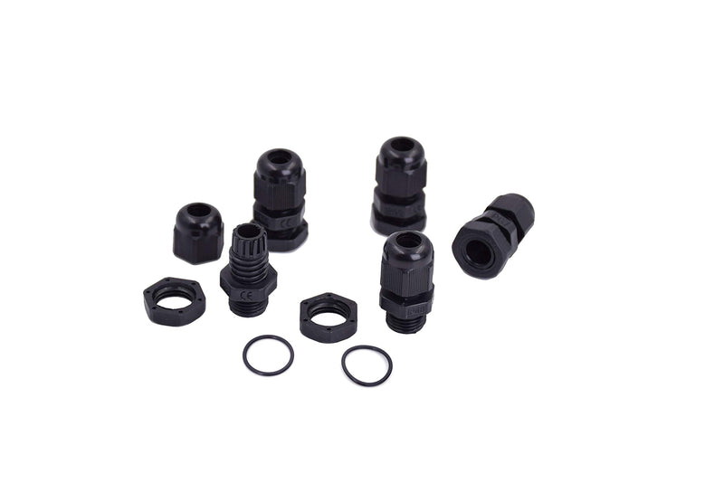 [Australia - AusPower] - 100pcs Waterproof PG7 Cable Gland Connector Black Plastic Adjustable IP68 M12 Thread Cable Gland with Locknut for 3.5-6mm Wire PG7-100pcs 