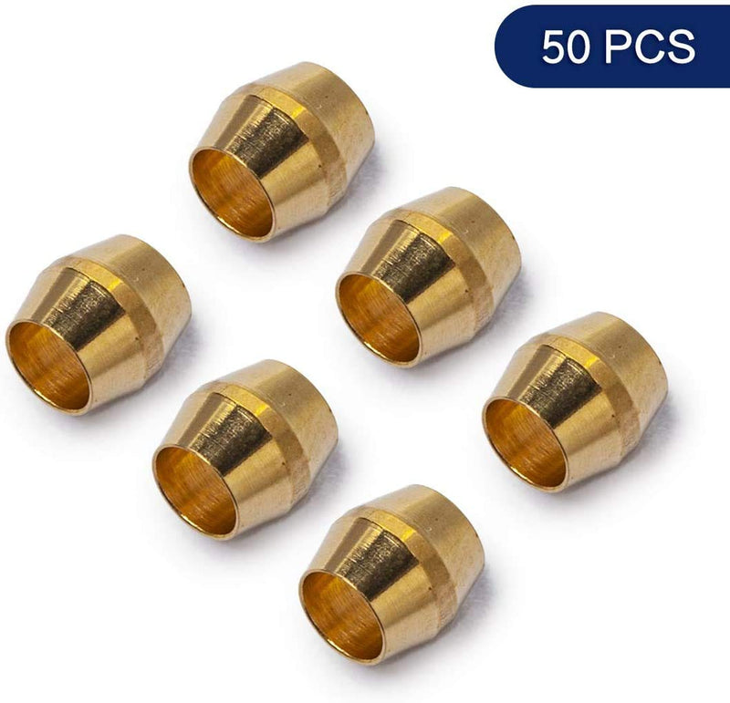 [Australia - AusPower] - LTWFITTING 1/8-Inch Brass Compression Sleeves Ferrels,Brass Compression Fitting(Pack of 50) 