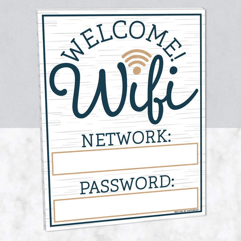[Australia - AusPower] - Big Dot of Happiness Wifi Password Sign - Business and Home Decorations - Printed on Sturdy Plastic Material - 10.5 x 13.75 inches - Sign with Stand - 1 Piece 