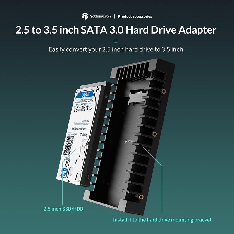 [Australia - AusPower] - Yottamaster 2.5" to 3.5" Hard Drive Adapter-ABS Hard Drive Mounting Bracket for 7/9.5/12.5/15mm 2.5" SATA HDD SSD, SATA 3.0 Interface 