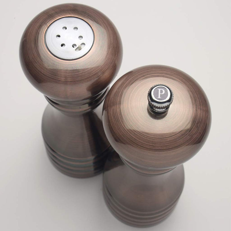 [Australia - AusPower] - Chef Specialties 7 Inch Burnished Copper Pepper Mill and Salt Shaker Set 