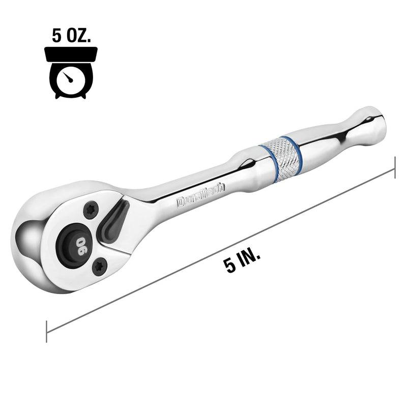 [Australia - AusPower] - DURATECH 1/4-Inch Drive Ratchet Handle, Ratchet Wrench, Socket Wrench, 90-Tooth, Quick-release Reversible, Chrome Alloy Made 1/4'' 
