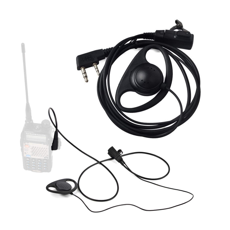 [Australia - AusPower] - HYS Walkie Talkies Earpiece with Mic 2 Pin D Shape Headset for Baofeng UV-5R BF-888 UV82hp Retevis H-777 RT1 RT21 RT22 HYS TC-H10W TC-E33 TC-L10W 2 Way Radio(5PCS) 