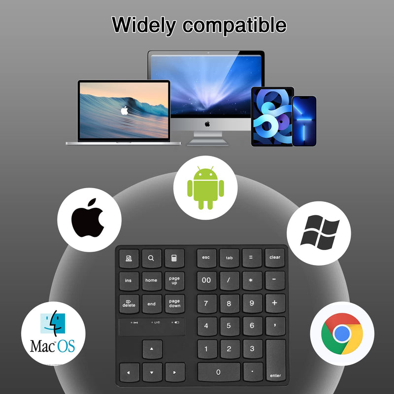 [Australia - AusPower] - Wireless Number Pad, RaceGT Numeric Keypad Ultra-Silent Rechargeable 2.4G 35 Keys for Laptop,Desktop,PC, Notebook 