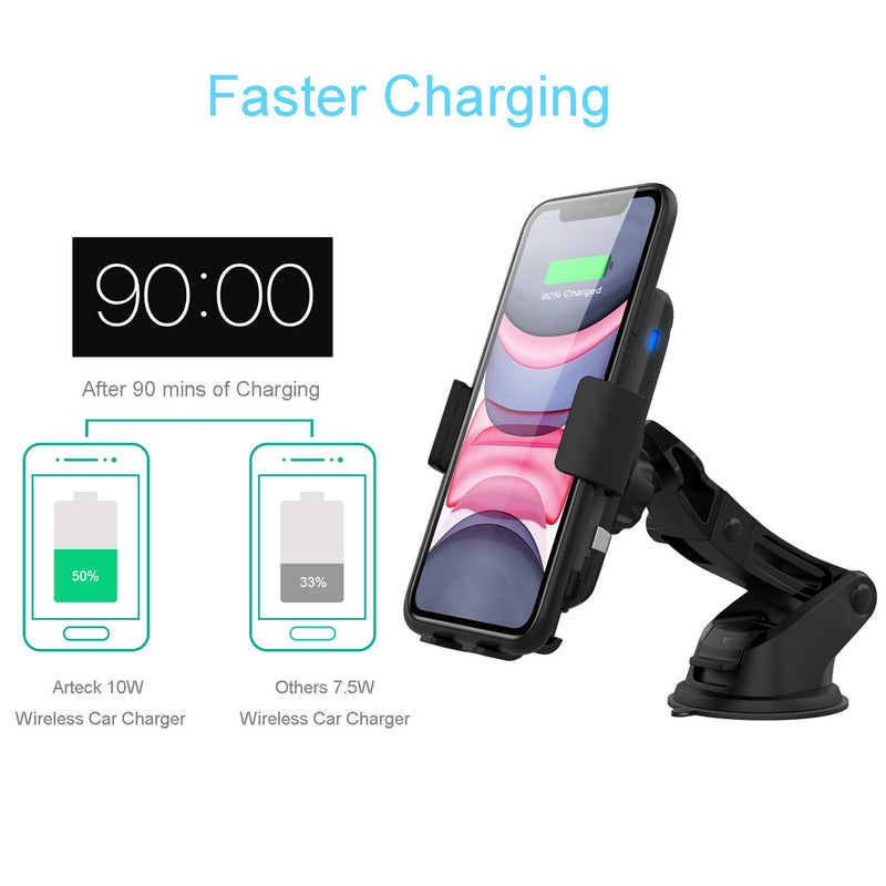 [Australia - AusPower] - 10W Wireless Car Charger Phone Mount, Arteck Universal Car Mount Phone Holder Fast Charging Compatible with iPhone 13 13Pro 13 Mini 12 11 Xr Xs X, Samsung Galaxy S Series/Note, Other Smartphone 