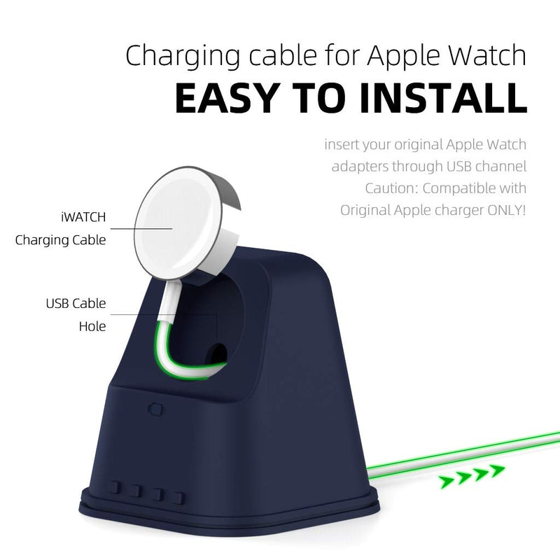 [Australia - AusPower] - AOJUE iWatch Stand Silicone Charging Dock Holder Accessories for Apple Watch Series 7/6/5/4/3/2/1/SE(45/44/42/41/40/38mm), Supports Nightstand Mode【Adapters NOT Included】-AJGJZJ003-Blue 