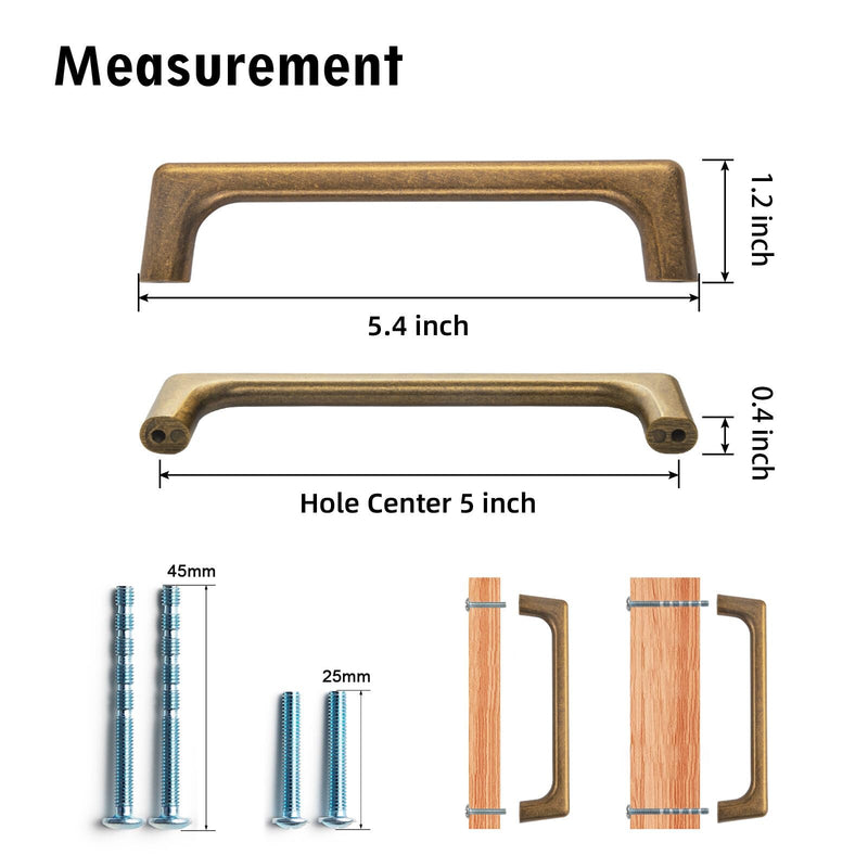 [Australia - AusPower] - Goo-Ki 5''(128mm) Hole Centers Antique Brass Cabinet Pulls, Stylish Cabinet Hardware for Drawer,Cupboard & Wardrobe,12 Pack 12 5'' Hole Centers 