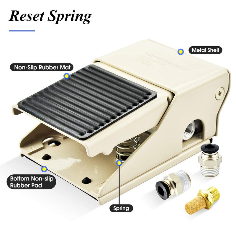 [Australia - AusPower] - TAILONZ PNEUMATIC 1/4"NPT Pneumatic Foot Pedal Valve Kit 3 Way 2 Position Threaded Rubber Nonslip Pressure Control FV320 with 6mm Pneumatic Fittings 