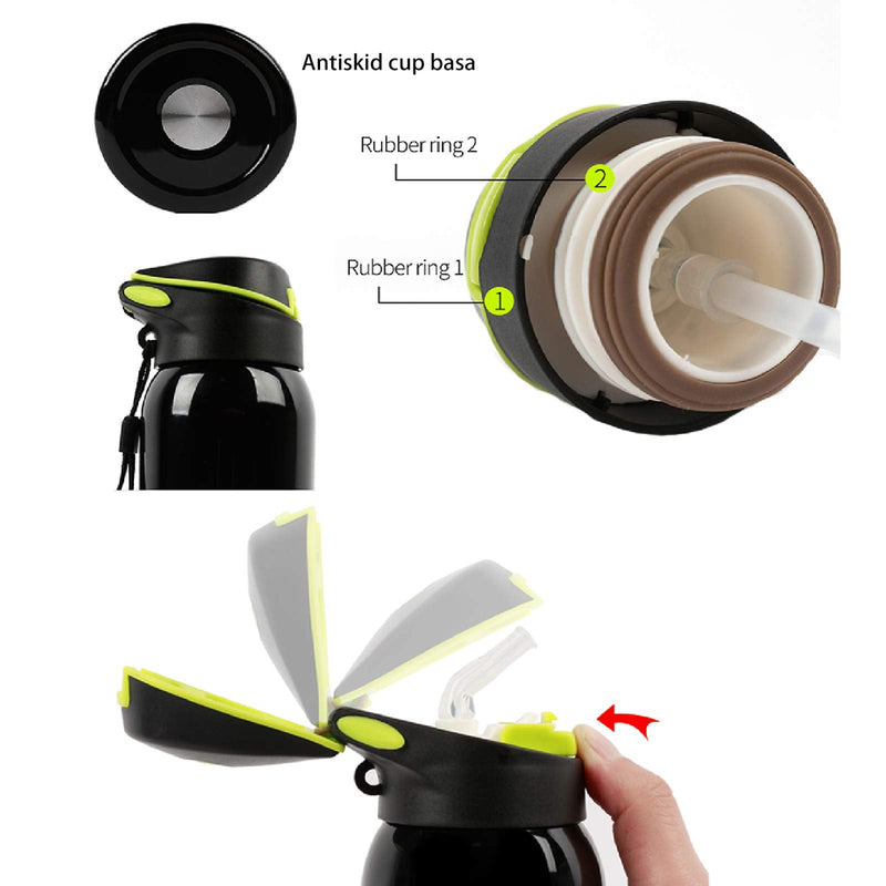 [Australia - AusPower] - BlueDorado Bicycle Water Bottle, Vacuum Stainless Steel Cycling Water Bottle, Modern Double Walled Simple Thermo Mug, Insulated Bike Water Bottle with Straw Lid & Flex Cap, BPA-Free,18 Oz Black 