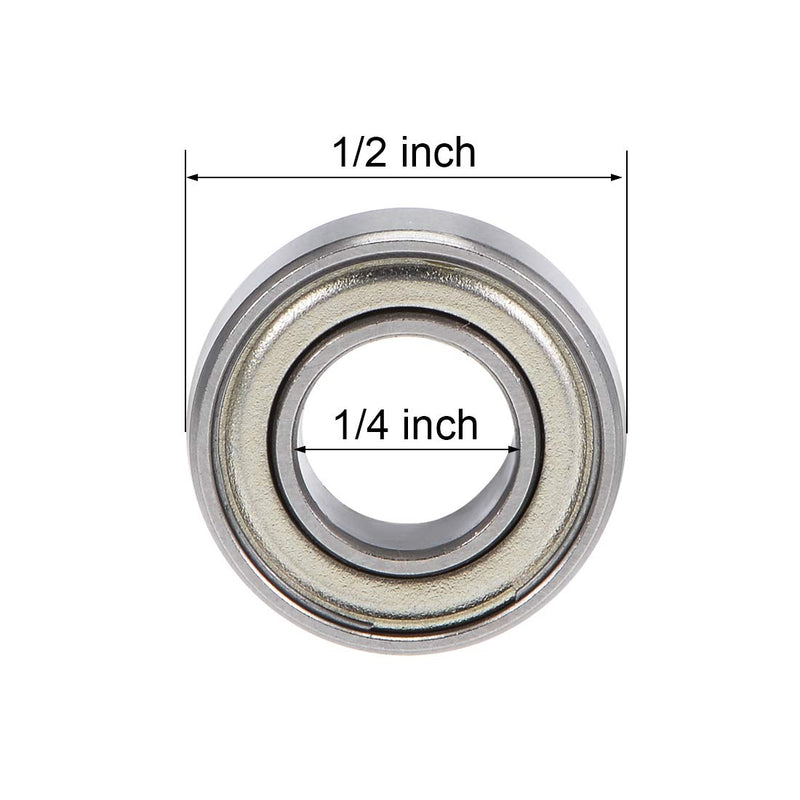 [Australia - AusPower] - uxcell R188ZZ Deep Groove Ball Bearings Z2 1/4 Inch x 1/2 Inch x 3/16 Inch Double Shielded Chrome Steel 10pcs 