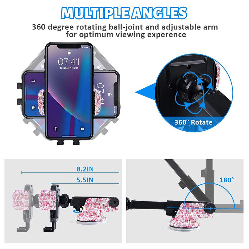 [Australia - AusPower] - eing Car Phone Mount Holder Dashboard Air Vent Windshield ,Compatible with iPhone 12/11/11 Pro/8 Plus/8/SE/X/XR/XS/7 Plus Samsung S20/S10/S9/S8,Moto,Huawei,Nokia,LG,Smartphones, Pink B-Pink 