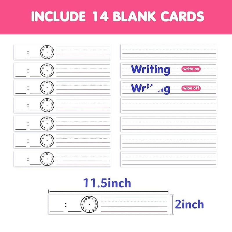 [Australia - AusPower] - Auchq Magnetic Pocket Chart,Standard Pocket Chart with 7+1 Pockets,14 Double-Sided Dry-Eraser Cards for Daily Schedule,Class Demonstrations,Classroom Office Home Activities (Black) Black 