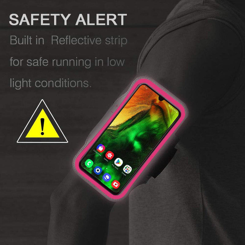 [Australia - AusPower] - Galaxy A52 A51 A50 A20 Armband, JEMACHE Water Resistant Gym Running Workouts Exercises Arm Band for Samsung Galaxy A20 A50 A51 A52 5G with Card Holder (Rosy) Rosy 