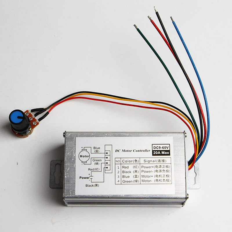 [Australia - AusPower] - Wixine 1Pcs 12V 24V Max 20A PWM DC Motor Stepless Variable Speed Control Controller Switch 