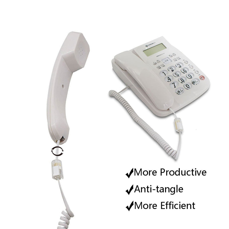 [Australia - AusPower] - Telephone Cord Detangler, Uvital Anti-Tangle Phone Cable 360 Degree Rotating Landline Swivel Cord Untangler(White,2 PCS) 