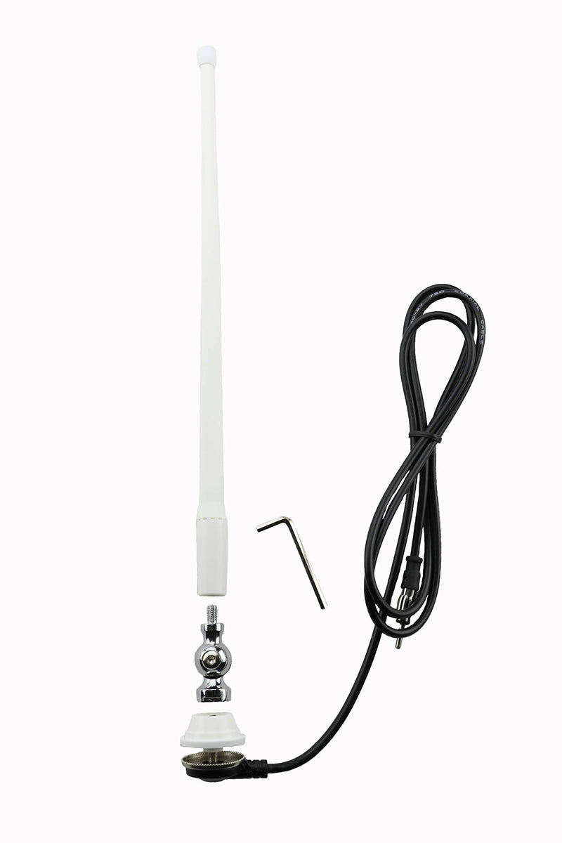 [Australia - AusPower] - AntennaMastsRus - Marine White AM-FM Rubber Ducky 15 Inch Antenna Kit for Your ATV, Boat, Camper, Go Kart, Motorhome, Pontoon, RV, Sailboat, Tractor, Trailer, UTV, Yacht 