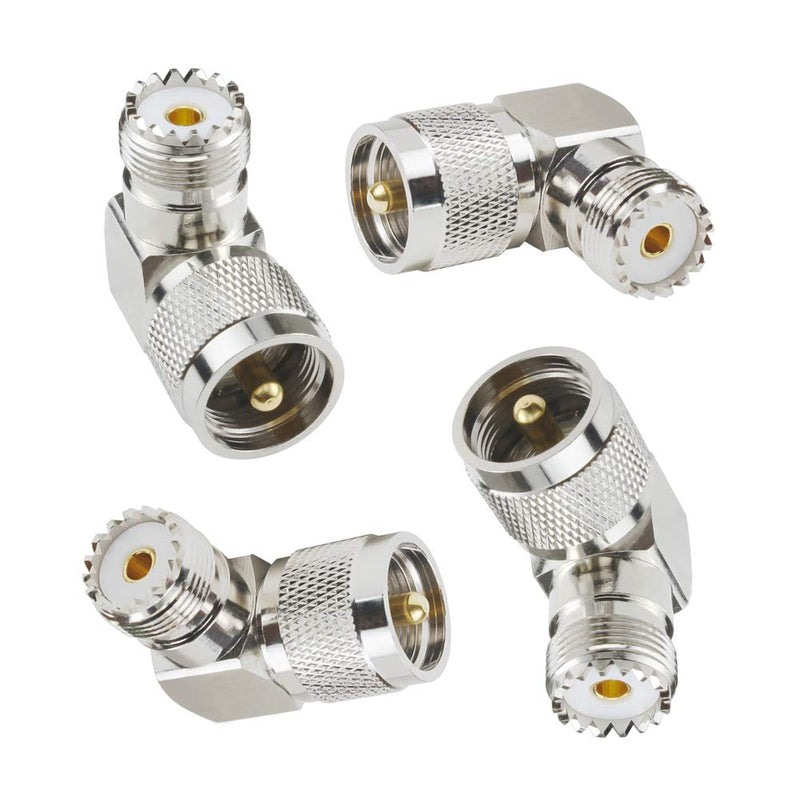 [Australia - AusPower] - UHF Male PL-259 to UHF Female SO-239 L Shape Right Angle 90 Degree RF Coax Coaxial Adapter Connector（Pack of 4） Eifagur 