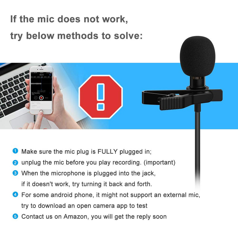 [Australia - AusPower] - PoP Voice 12.8 Feet Lavalier Lapel Microphone Professional Grade Omnidirectional Mic Condenser Small Mini Perfect for Recording Podcast PC Laptop Android iPhone YouTube Interview Asmr External 