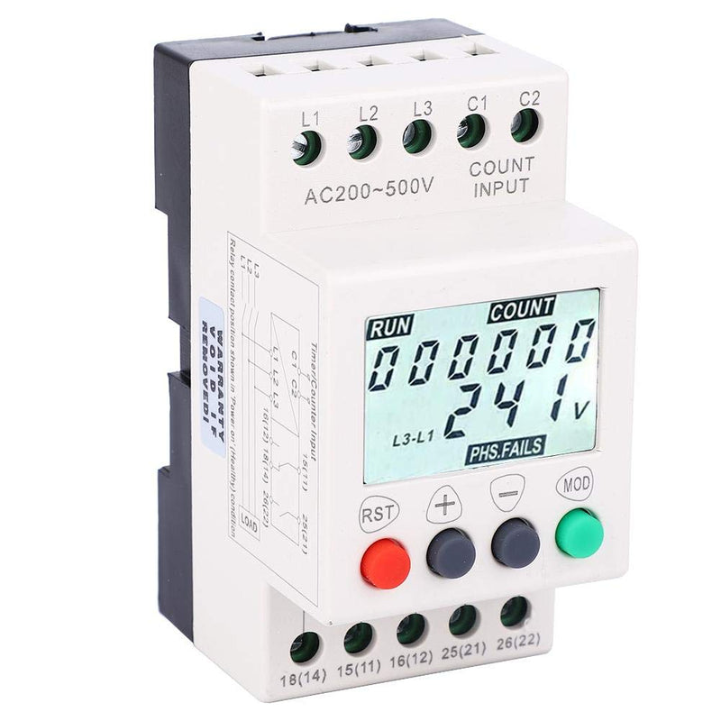 [Australia - AusPower] - YWBL-WH RD6-W LCD Display Under Over Voltage Phase Sequence Protector 3 Phase Voltage Monitor Relay 208-480VAC 