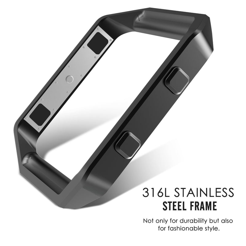 [Australia - AusPower] - Fitbit Blaze Frame Black, AISPORTS Fitbit Blaze Accessory Frame Stainless Steel Metal Watch Frame Holder Shell Replacement Housing Protective Case Cover for Fitbit Blaze Smart Watch 