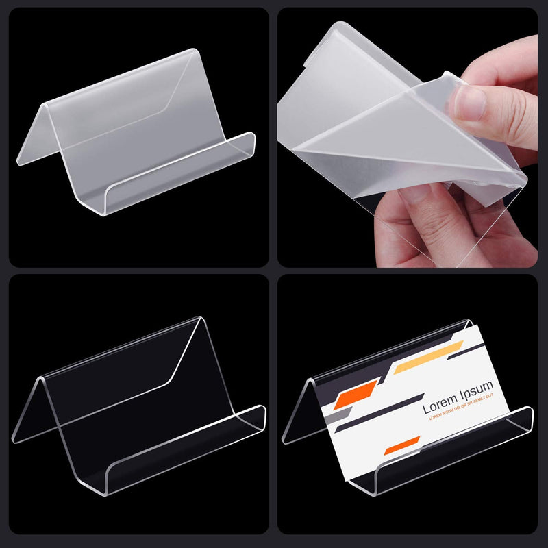 [Australia - AusPower] - 12 Pieces Business Card Holder, Clear Acrylic Business Cards Display Holders Stand for Desk Desktop Name Card Rack Organizer Capacity 50 Cards 