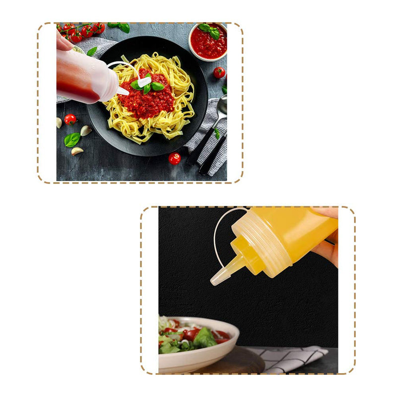 [Australia - AusPower] - 15 PCS 8oz Squeeze Bottles,Plastic Condiment Bottle with Twist On Cap Lids,Squeeze Bottle for Sauces,Ketchup,Barbecue,Syrup,Paint 