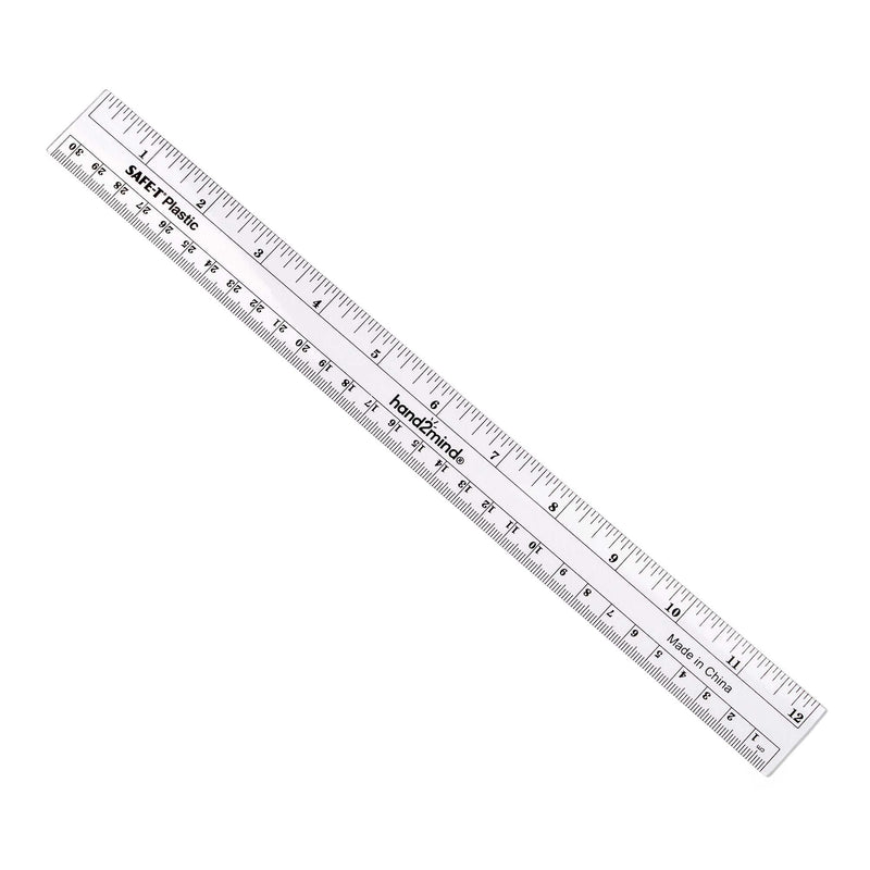 [Australia - AusPower] - hand2mind 12 inch Transparent, Flexible Safe-T Plastic Rulers, Flat 12 in. Flexible Rulers, Safety Ruler for Measurement, Safety Kids School Supplies, Straight Shatter-Resistant Rulers (Pack of 24) 