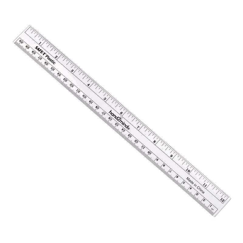 hand2mind 12 inch Transparent, Flexible Safe-T Plastic Rulers, Flat 12 ...