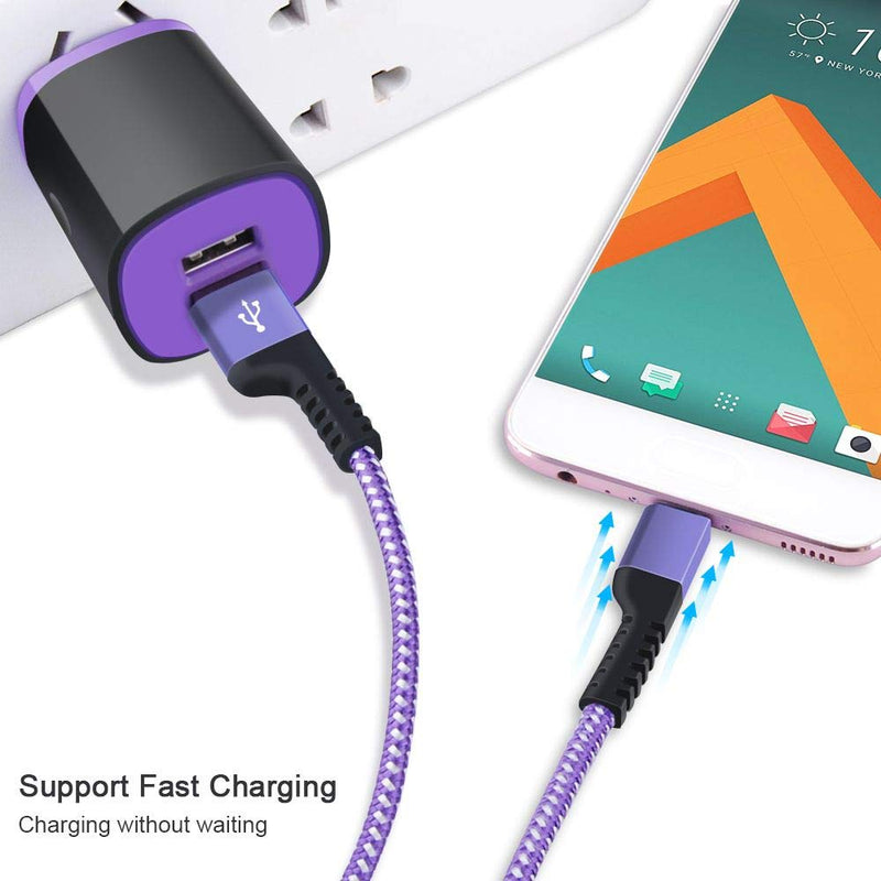 [Australia - AusPower] - USB Wall Charger, 6FT Charging Type C Cable with Dual Port USB Wall Charger Block Compatible with Samsung Galaxy S21 S20 Plus S20 Ultra 5G A71 A30S A10E S8 S9+ S10+ Note 8/9/10 Plus,LG V20 V30 G6 