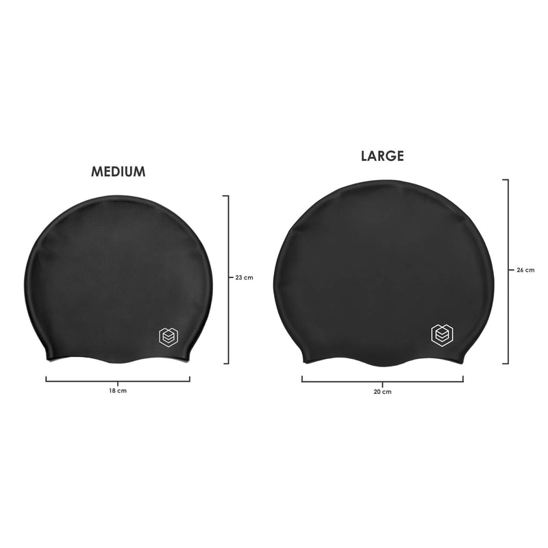 [Australia - AusPower] - SOUL CAP JR - Large Swimming Cap for Children - Designed for Long Hair, Dreadlocks, Weaves, Hair Extensions, Braids, Curls & Afros - Silicone Medium Black 